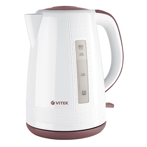 Чайник электрический VITEK VT-7055, 2150Вт, белый и коричневый