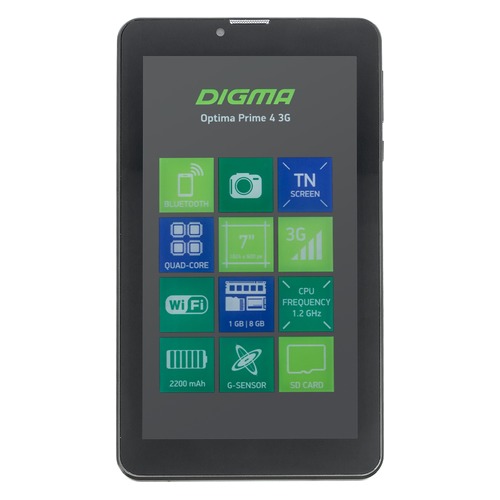 Планшет DIGMA Optima Prime 4 3G, 1GB, 8GB, 3G, Android 7.0 черный [tt7174pg]