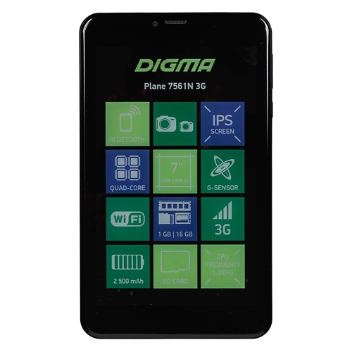 Планшет DIGMA Plane 7561N 3G, 1GB, 16GB, 3G, Android 7.0 черный [ps7176mg]