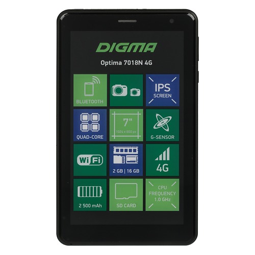 Планшет DIGMA Optima 7018N 4G, 2GB, 16GB, 3G, 4G, Android 7.0 черный [ts7179ml]