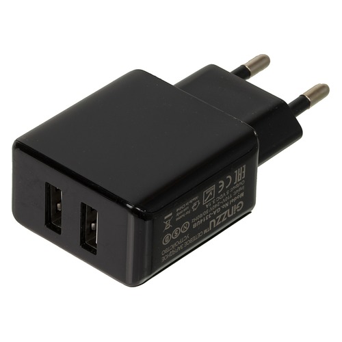 Сетевое зарядное устройство GINZZU GA-3314UB, 2xUSB, USB type-C, 3.1A, черный