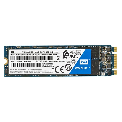 SSD накопитель WD Blue WDS200T2B0B 2Тб, M.2 2280, SATA III