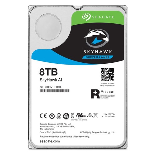 Жесткий диск SEAGATE SkyHawkAI ST8000VE0004, 8Тб, HDD, SATA III, 3.5"