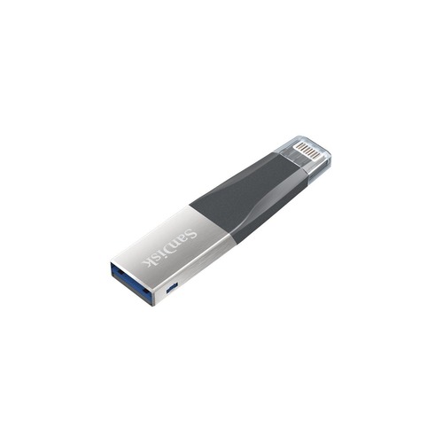 Флешка USB SANDISK iXpand Mini 32Гб, USB3.0, черный и серебристый [sdix40n-032g-gn6nn]