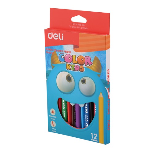 Карандаши цветные Deli EC00600 Color Kids трехгран. 12цв. Jumbo коробка/европод. 24 шт./кор.