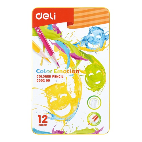 Карандаши цветные Deli EC00205 Color Emotion липа 12цв. мет.кор. 12 шт./кор.