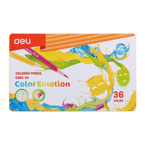 Карандаши цветные Deli EC00235 Color Emotion липа 36цв. мет.кор.