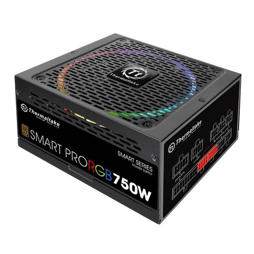 Блок питания THERMALTAKE SMART PRO RGB, 750Вт, 140мм, черный, retail [ps-spr-0750fpcbeu-r]