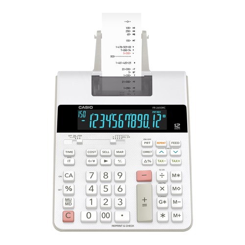 Калькулятор CASIO FR-2650RC-W-EC, 12-разрядный, серый
