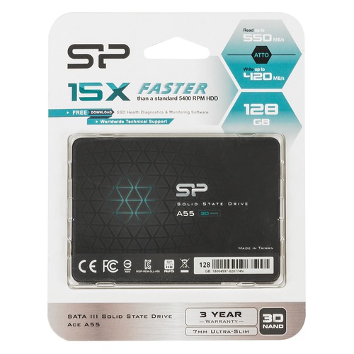 SSD накопитель SILICON POWER Ace A55 SP128GBSS3A55S25 128Гб, 2.5", SATA III