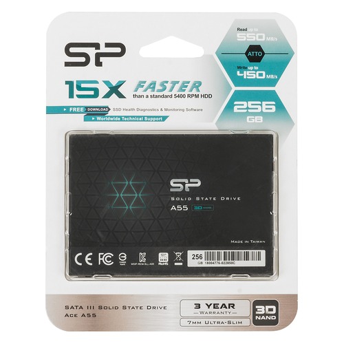 SSD накопитель SILICON POWER Ace A55 SP256GBSS3A55S25 256Гб, 2.5", SATA III