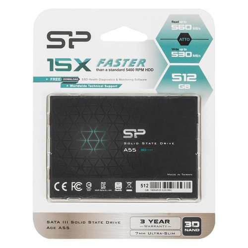 SSD накопитель SILICON POWER Ace A55 SP512GBSS3A55S25 512Гб, 2.5", SATA III