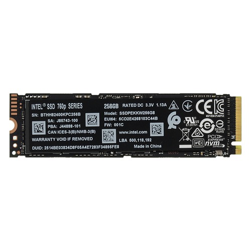 SSD накопитель INTEL 760p Series SSDPEKKW256G8XT 256Гб, M.2 2280, PCI-E x4, NVMe