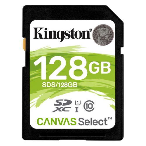 Карта памяти SDXC UHS-I U1 KINGSTON Canvas Select 128 ГБ, 80 МБ/с, Class 10, SDS/128GB, 1 шт.
