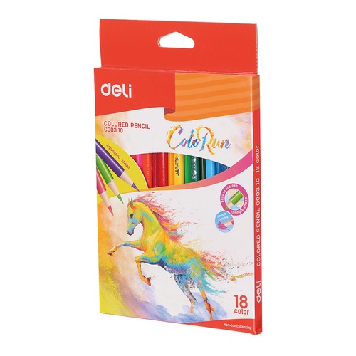 Карандаши цветные Deli EC00310 ColoRun тополь 18цв. коробка/европод. 24 шт./кор.