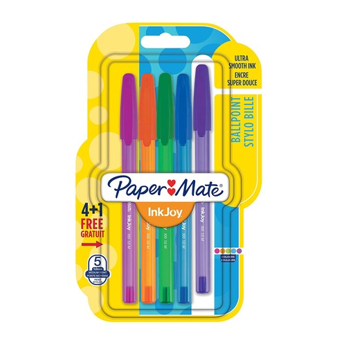 Набор шариковых ручек Paper Mate InkJoy 100 (1956726) индив. пакет с европодвесом (5шт) 12 шт./кор.