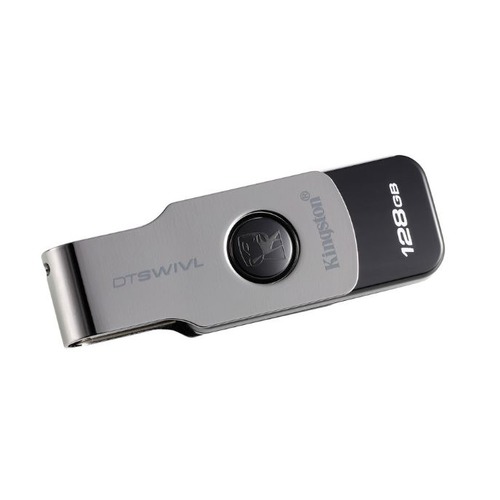 Флешка USB KINGSTON DataTraveler DTSWIVL/128GB 128Гб, USB3.0, серебристый и черный