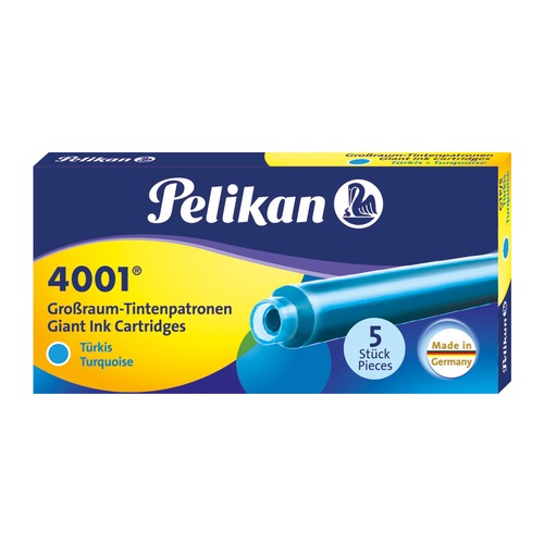 Картридж Pelikan Ink 4001 Giant GTP/5 (PL310656) бирюзовые чернила для ручек перьевых (5шт)