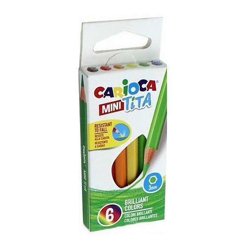 Карандаши цветные Carioca MINI TITA 42322 шестигран. пластик 3мм 6цв. карт.кор. 48 шт./кор.