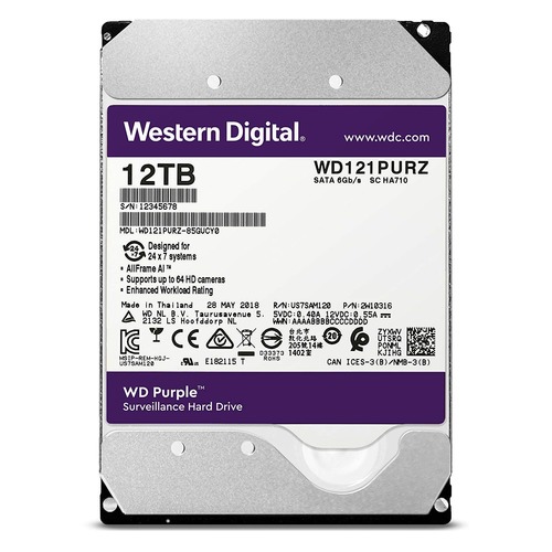 Жесткий диск WD Purple WD121PURZ, 12Тб, HDD, SATA III, 3.5"