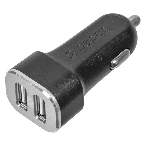 Автомобильное зарядное устройство DEPPA 2xUSB, USB type-C, 2.4A, черный