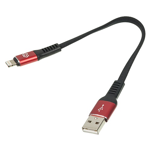 Кабель DIGMA USB A (m), Lightning (m), 0.15м, черный / красный