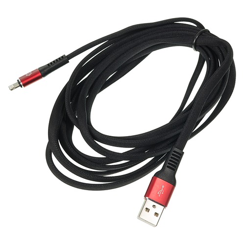 Кабель DIGMA USB A (m), Lightning (m), 3м, черный / красный