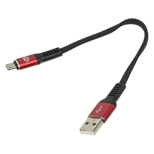 Кабель DIGMA USB A (m), micro USB B (m), 0.15м, черный / красный