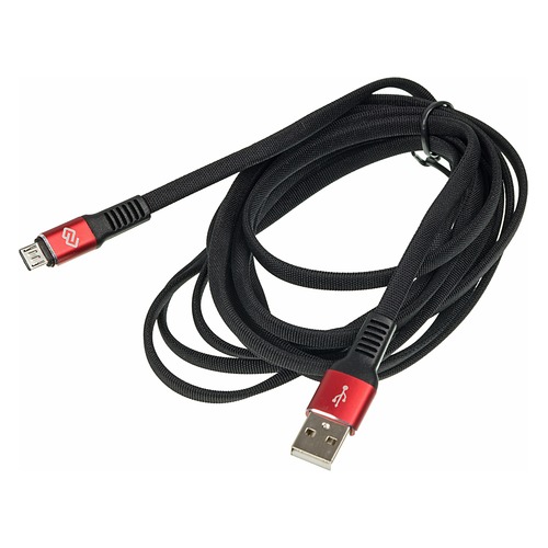 Кабель DIGMA USB A (m), micro USB B (m), 3м, черный / красный