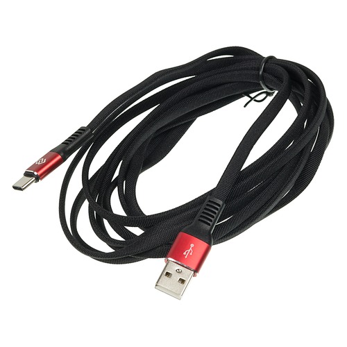 Кабель DIGMA USB A (m), USB Type-C (m), 3м, черный / красный