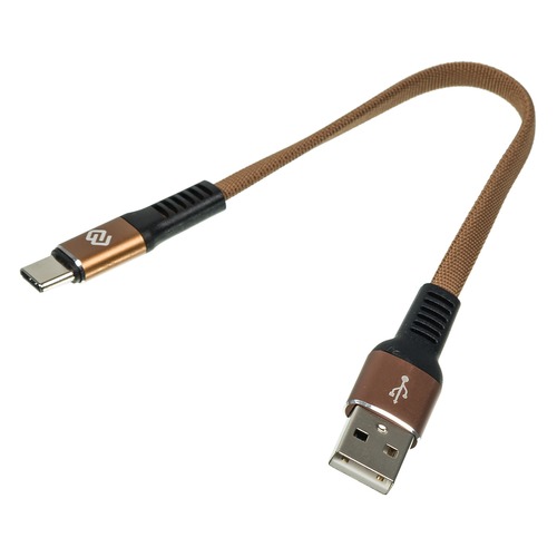 Кабель DIGMA USB A (m), USB Type-C (m), 0.15м, коричневый