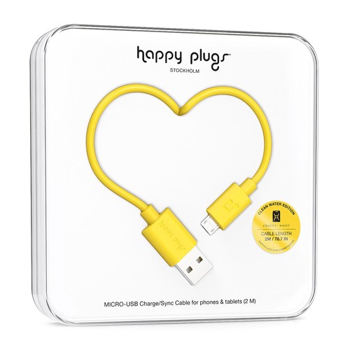 Кабель Happy plug, micro USB B (m), USB A(m), 2м, желтый [00153248]