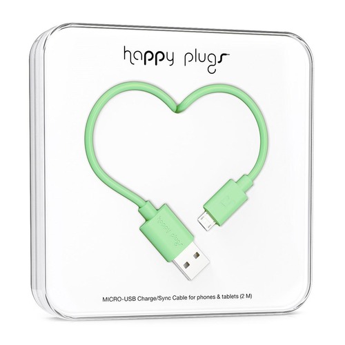 Кабель Happy plug, micro USB B (m), USB A(m), 2м, мятный [00156492]