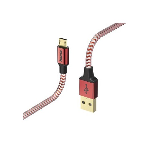Кабель HAMA 00178288, micro USB B (m), USB A(m), 1.5м, красный