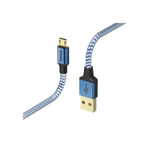 Кабель HAMA 00178289, micro USB B (m), USB A(m), 1.5м, синий