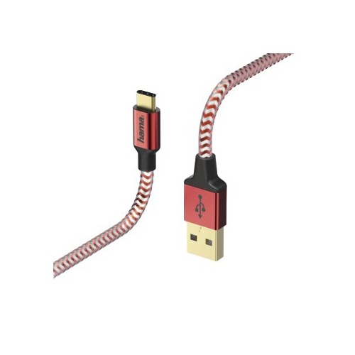 Кабель HAMA 00178296, USB Type-C (m), USB A(m), 1.5м, красный