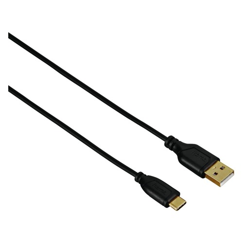 Кабель HAMA Flexi-Slim, USB Type-C (m), USB A(m), 0.75м, черный [00135784]