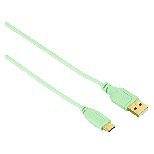 Кабель HAMA Flexi-Slim, USB Type-C (m), USB A(m), 0.75м, зеленый [00135786]