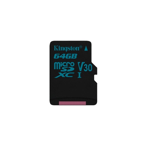 Карта памяти microSDXC UHS-I U3 KINGSTON Canvas Go 64 ГБ, 90 МБ/с, Class 10, SDCG2/64GBSP, 1 шт.