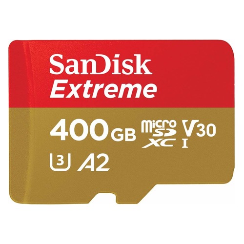 Карта памяти microSDXC UHS-I U3 SANDISK Extreme 400 ГБ, 160 МБ/с, Class 10, SDSQXA1-400G-GN6MA, 1 шт., переходник SD