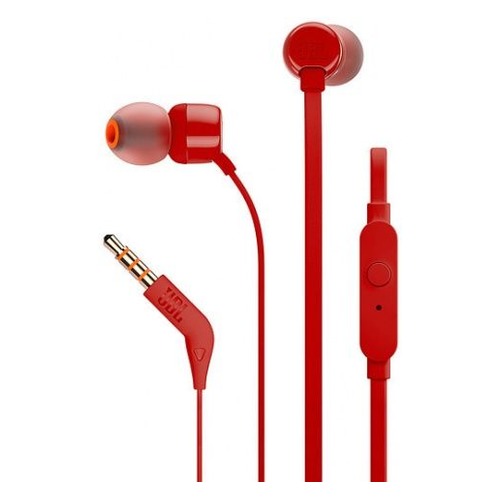 Наушники с микрофоном JBL Т110, 3.5 мм, вкладыши, красный [jblt110red]