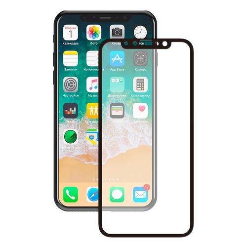 Защитное стекло для экрана DEPPA для Apple iPhone X/XS, 3D, 1 шт, черный [62393]