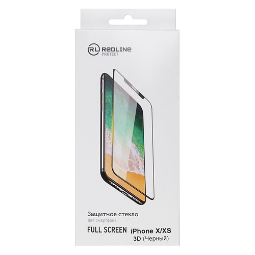 Защитное стекло для экрана REDLINE Full Screen для Apple iPhone X/XS, 3D, 1 шт, черный [ут000012290]