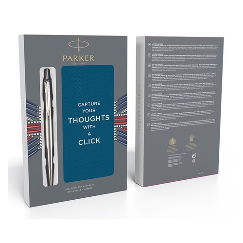 Набор Parker Jotter Core K61 (SET_1) Stainless Steel CT ручка шариковая синие чернила в компл.:блокн