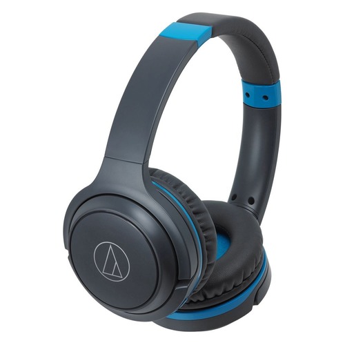 Наушники с микрофоном AUDIO-TECHNICA ATH-S200BT, Bluetooth, накладные, черный/синий [ath-s200btgbl]