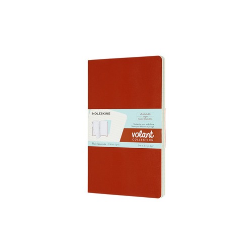 Блокнот Moleskine VOLANT Large 130х210мм 96стр. линейка мягкая обложка оранжевый/голубой (2шт) 6 шт./кор.