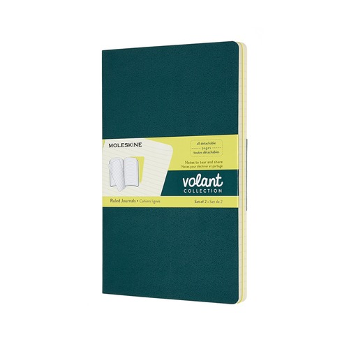 Блокнот Moleskine VOLANT Large 130х210мм 96стр. линейка мягкая обложка зеленый/желтый цитрон (2шт) 6 шт./кор.