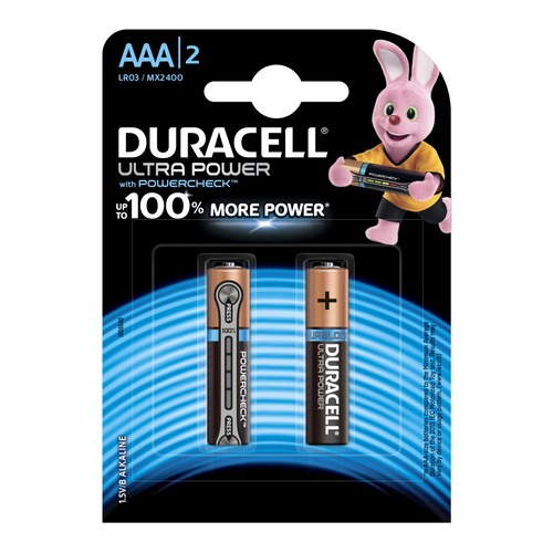 AAA Батарейка DURACELL Ultra Power LR03-2BL MX2400, 2 шт.