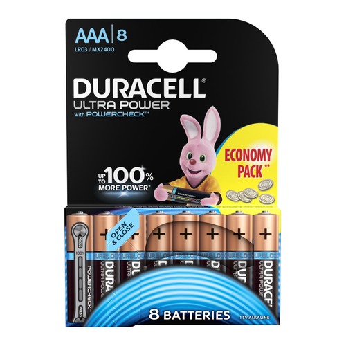 AAA Батарейка DURACELL Ultra Power LR03-8BL MX2400, 8 шт.
