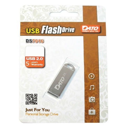 Флешка USB DATO DS7016 32Гб, USB2.0, серебристый [ds7016-32g]